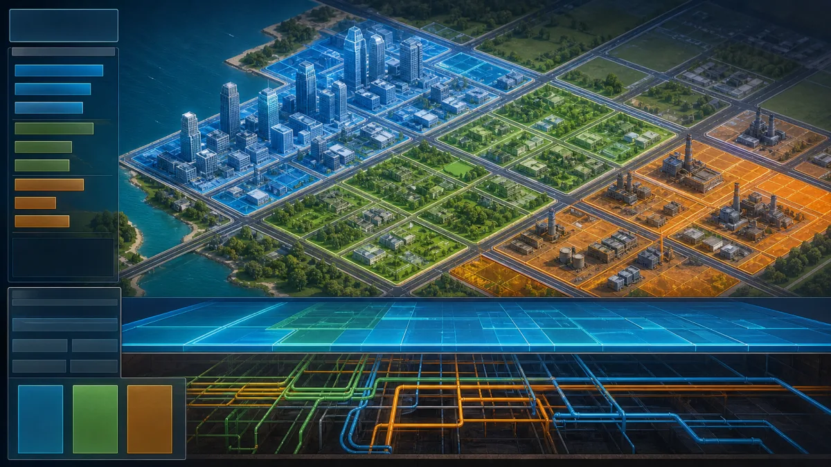 Концепт-превью City UI «Зонирование»: интерфейс планирования города